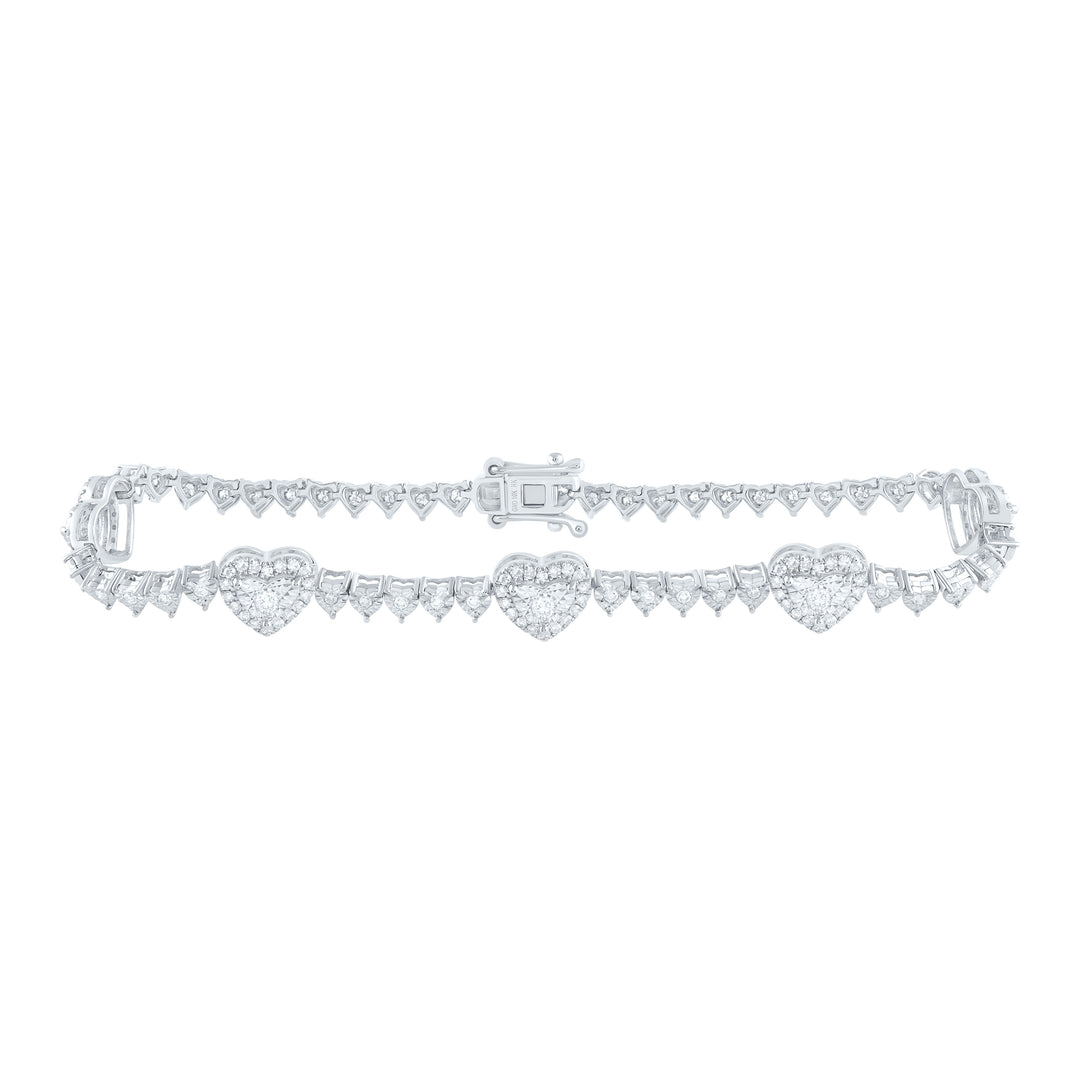 10kt Gold Diamond Tennis Heart Bracelet 1 ctw