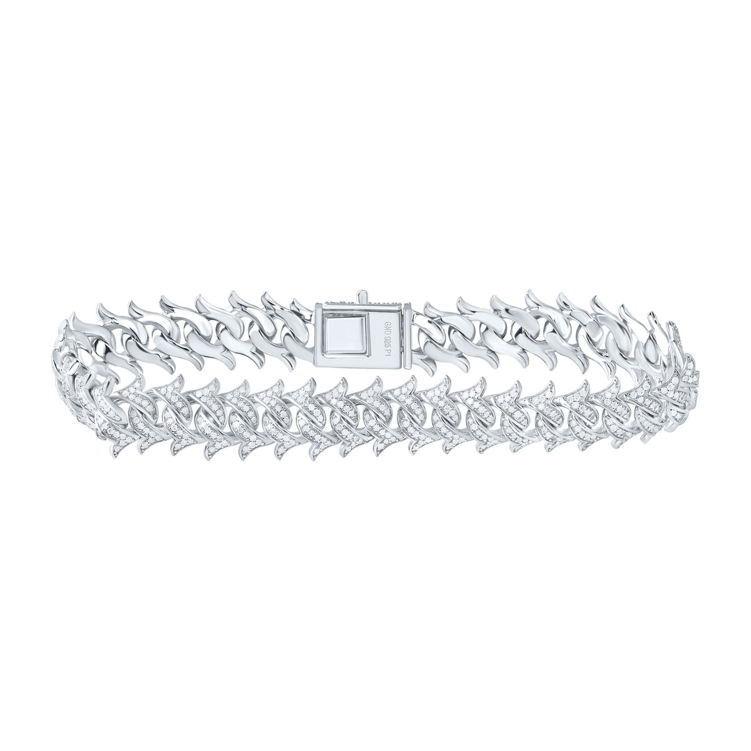 Sterling Silver Diamond Cuban Link Bracelet 2-7/8 ctw