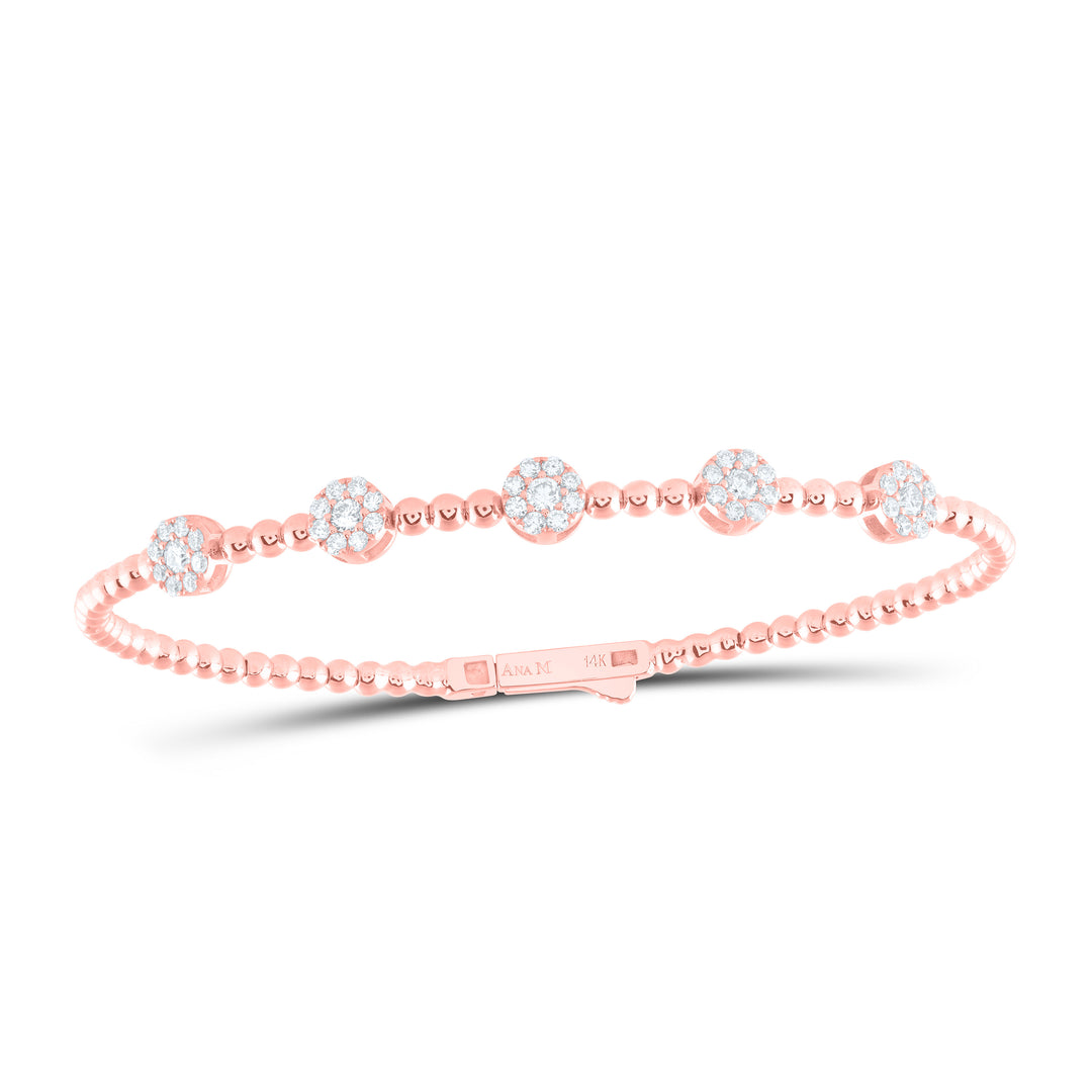 14kt Gold Diamond Flower Bangle 3/4 ctw