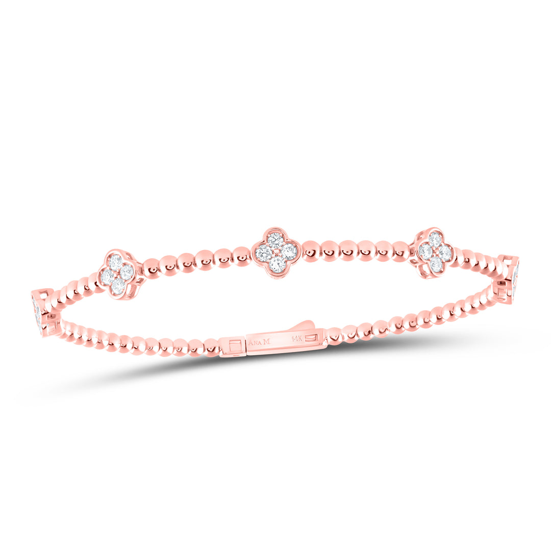 14kt Gold Diamond Clover Bangle 3/4 ctw