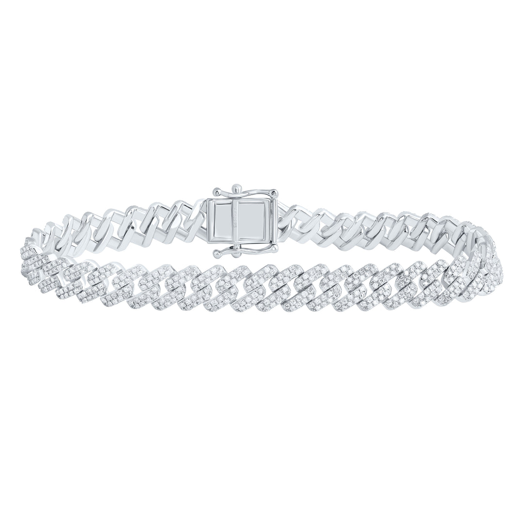 Sterling Silver Diamond Cuban Link Bracelet 3-1/4 ctw