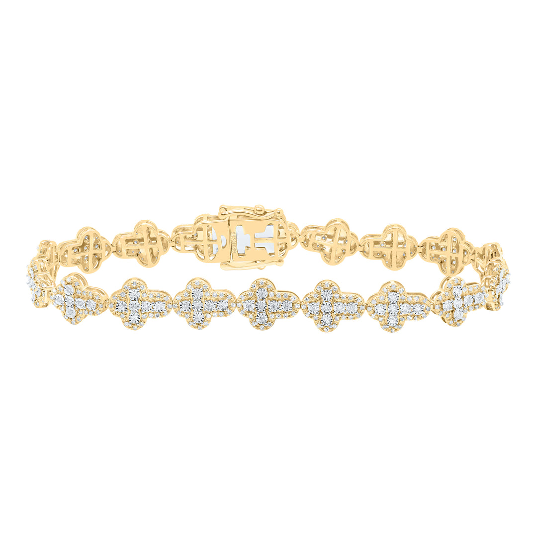 10kt Gold Men's Diamond Cross Bracelet 1-1/2 ctw