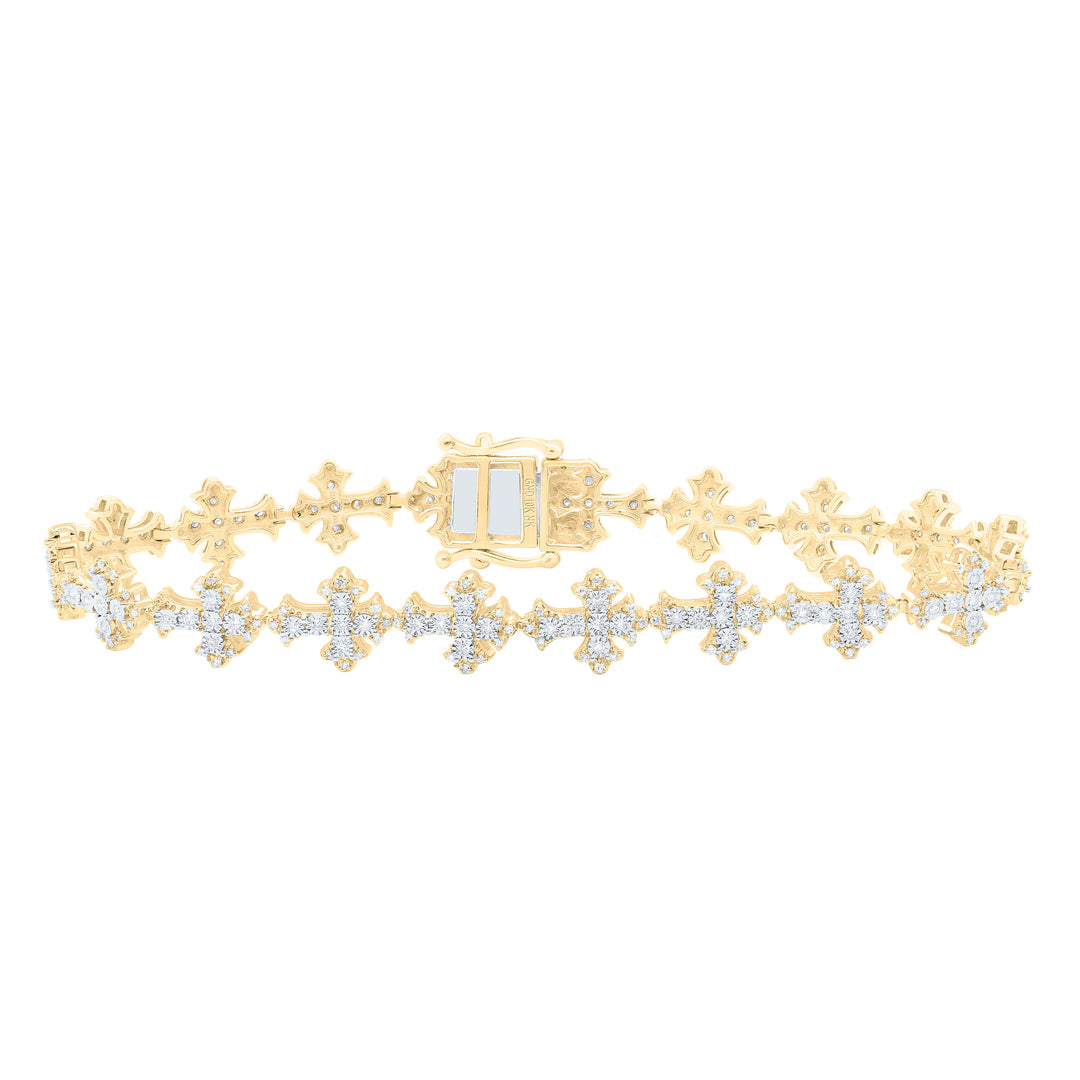 10kt Gold Men's Diamond Cross Bracelet 1 ctw