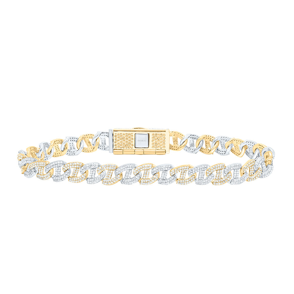 10kt Gold Men's Diamond Cuban Link Bracelet 4 ctw