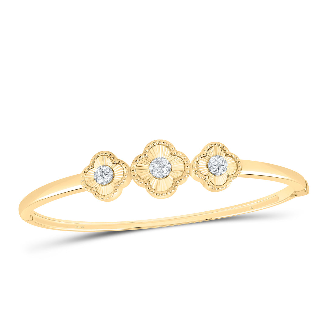 10kt Gold Diamond Clover Bangle 1/3 ctw