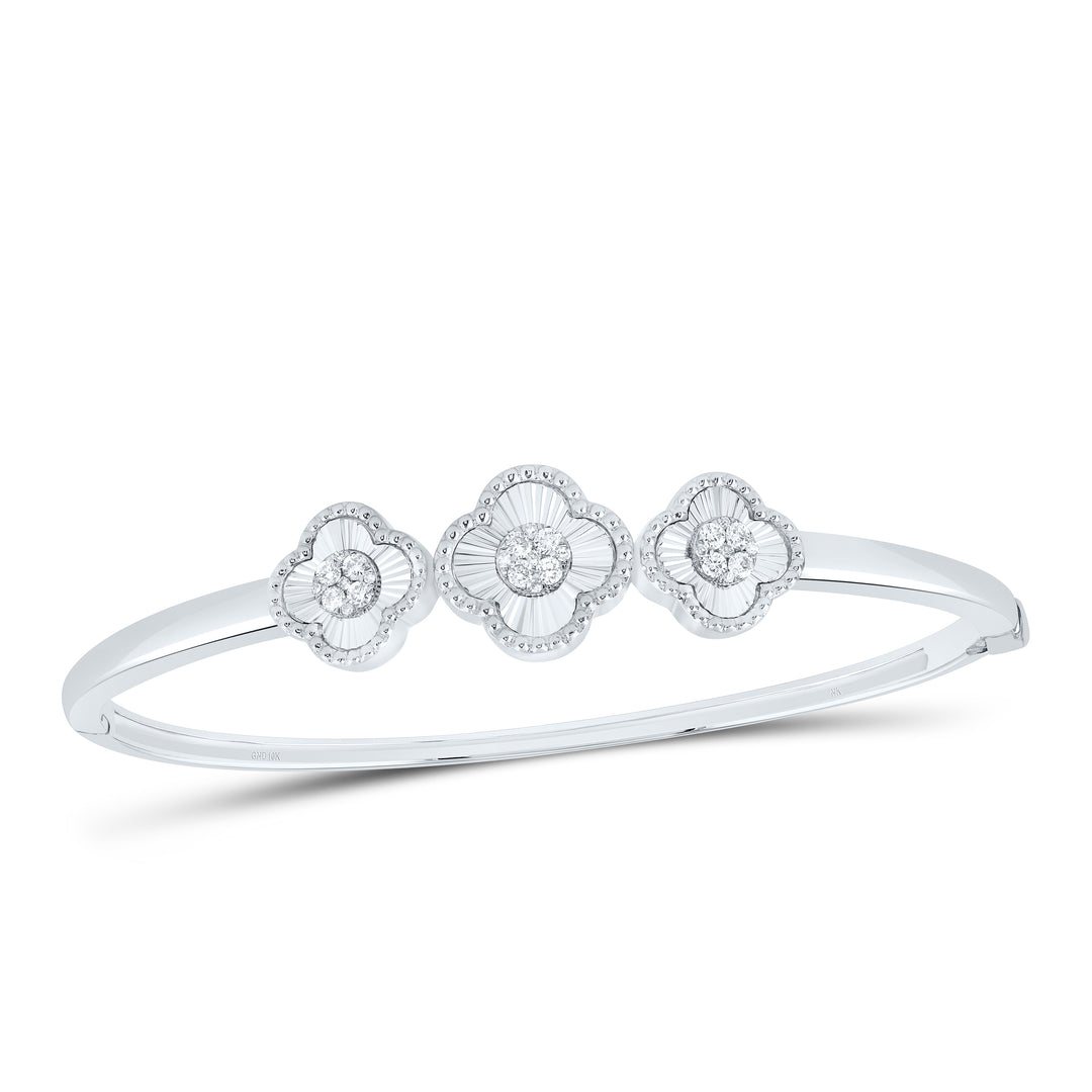 10kt Gold Diamond Clover Bangle 1/3 ctw