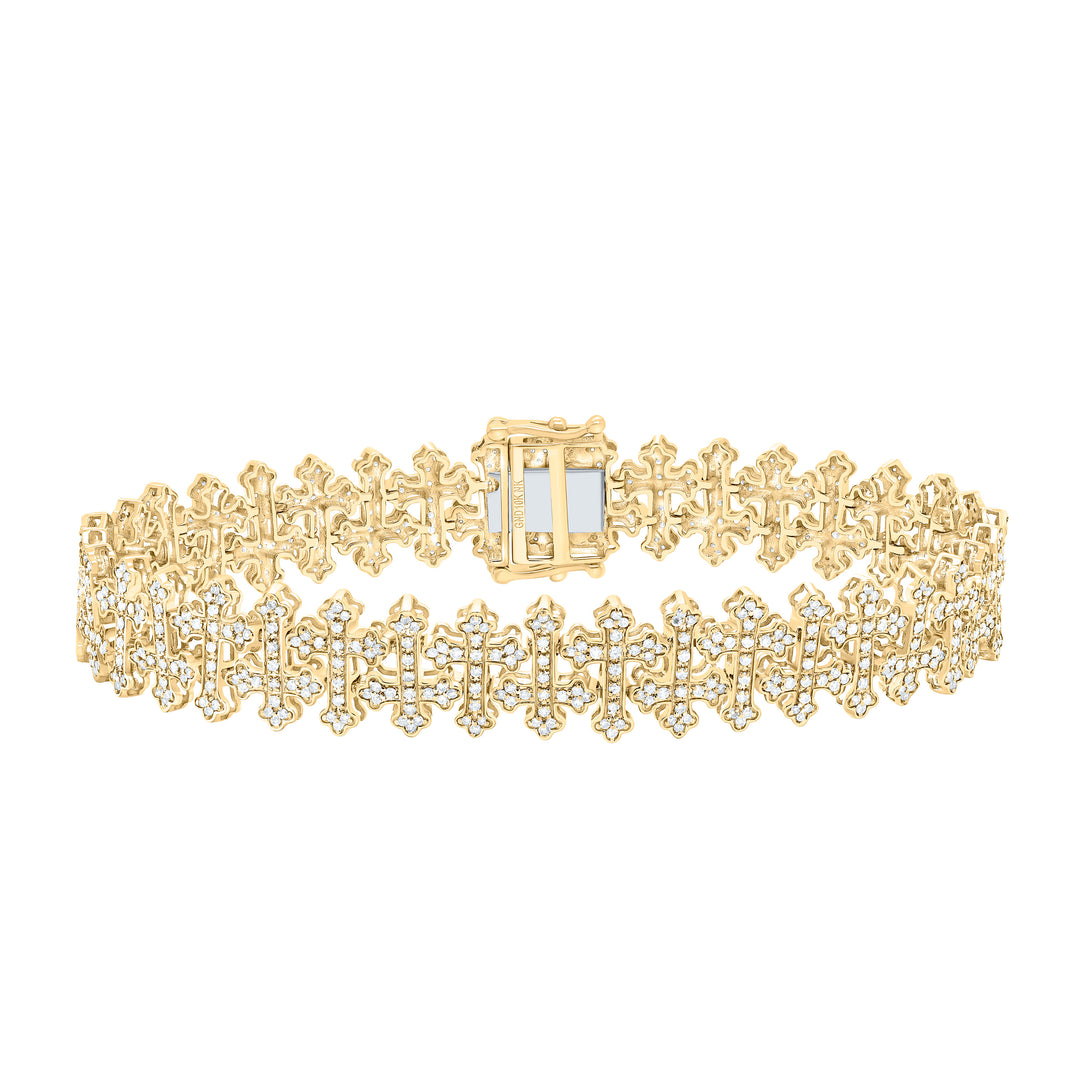 10kt Gold Men's Diamond Cross Bracelet 2-1/3 ctw