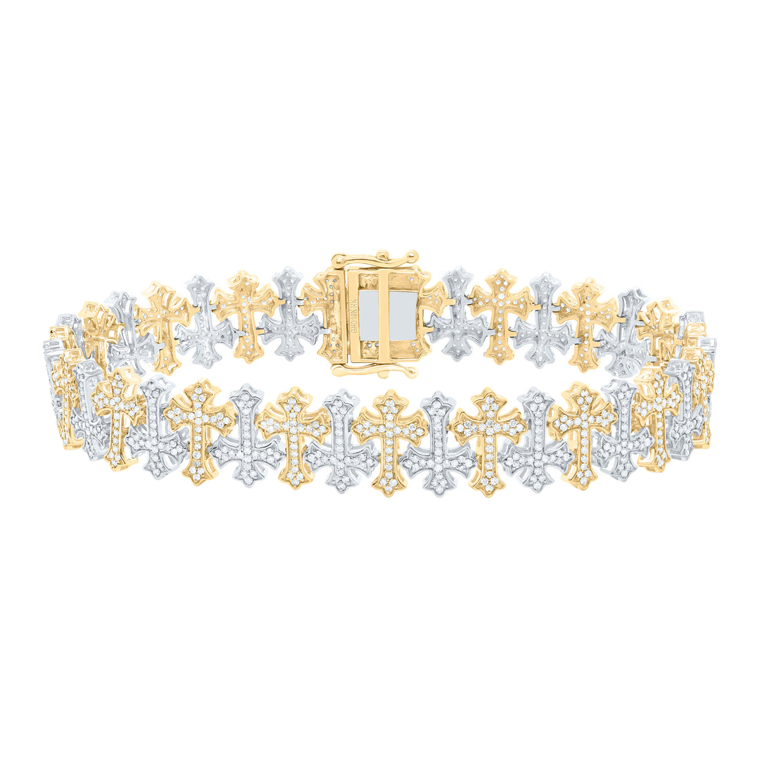 10kt Gold Men's Diamond Cross Bracelet 2-1/2 ctw