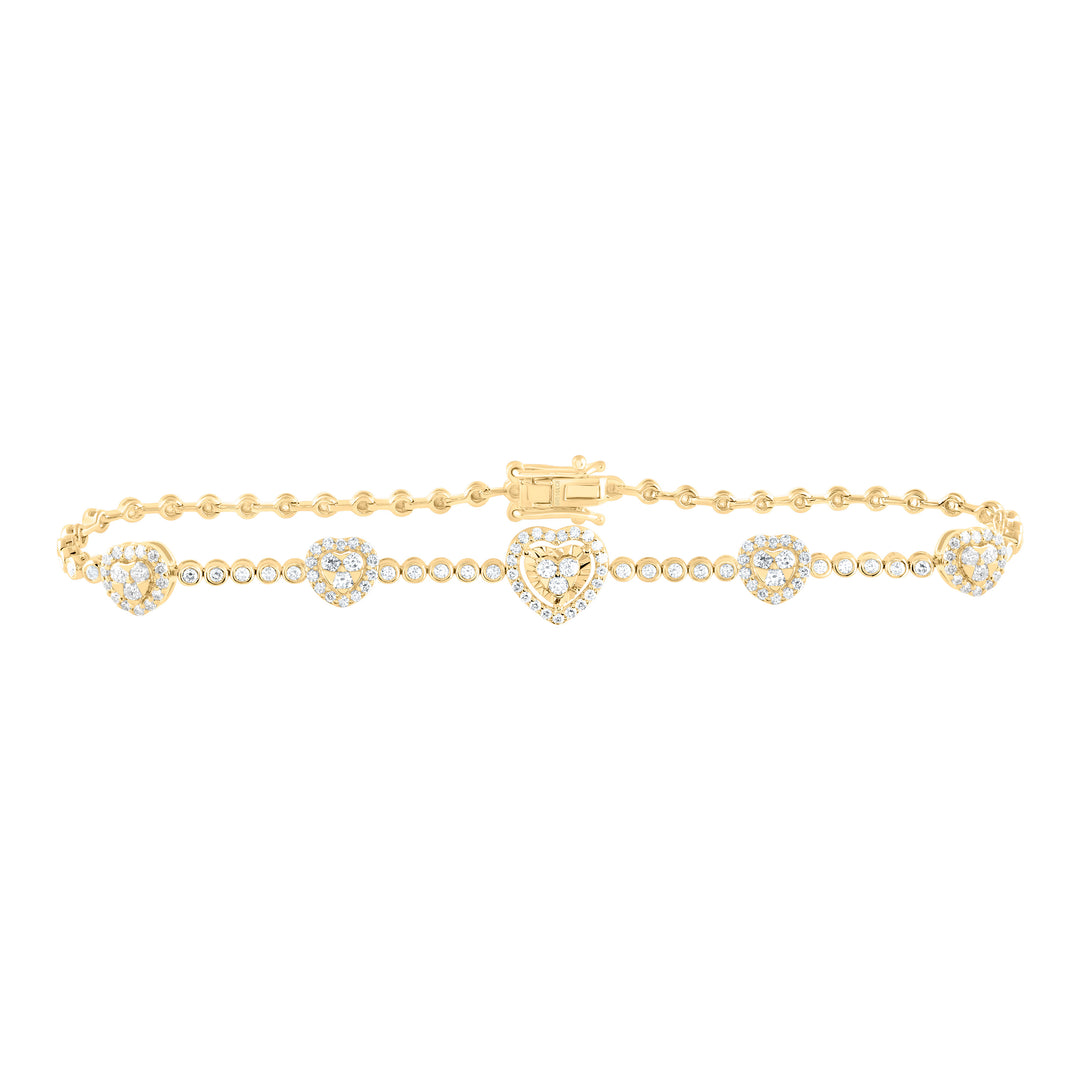 14kt Gold Diamond Heart Bracelet 1 ctw
