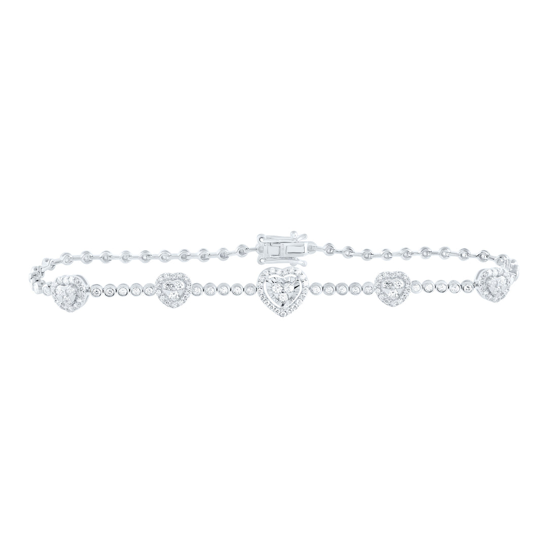 14kt Gold Diamond Heart Bracelet 1 ctw