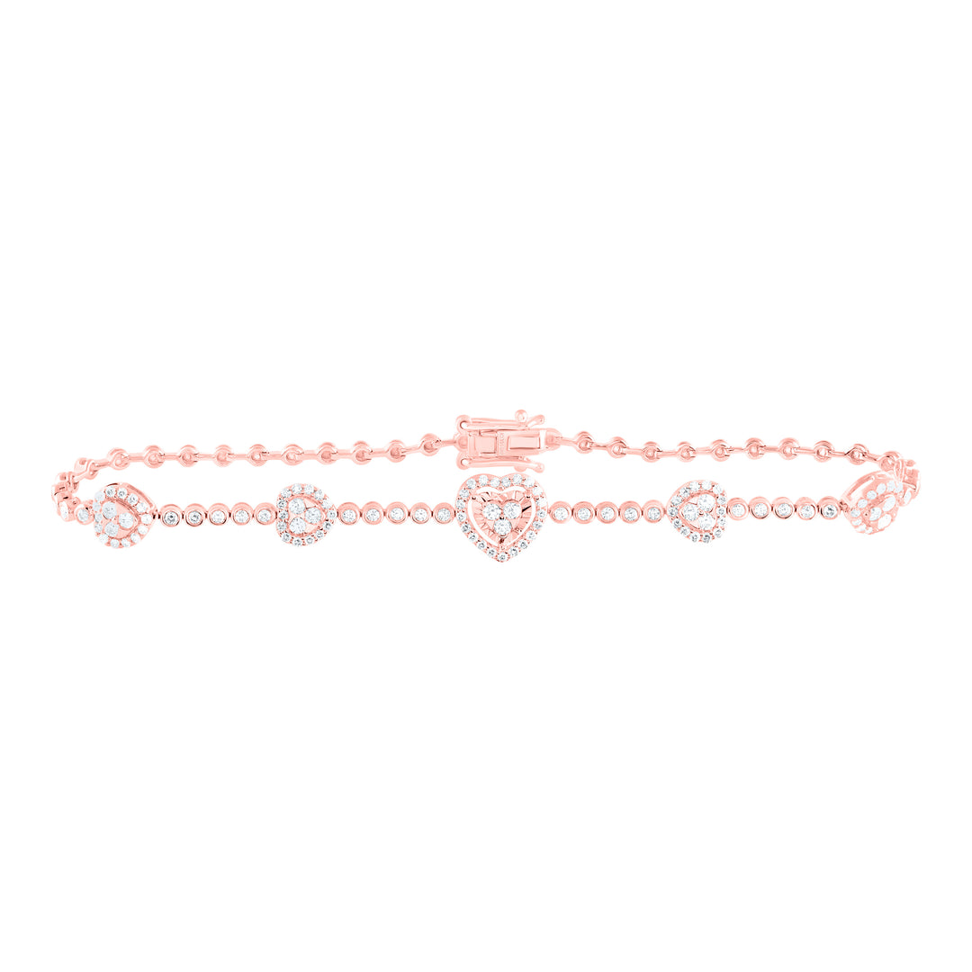 14kt Gold Diamond Heart Bracelet 1 ctw