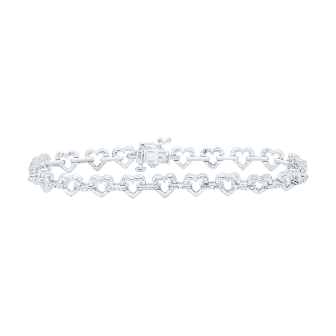Sterling Silver Diamond Heart Bracelet 1/10 ctw