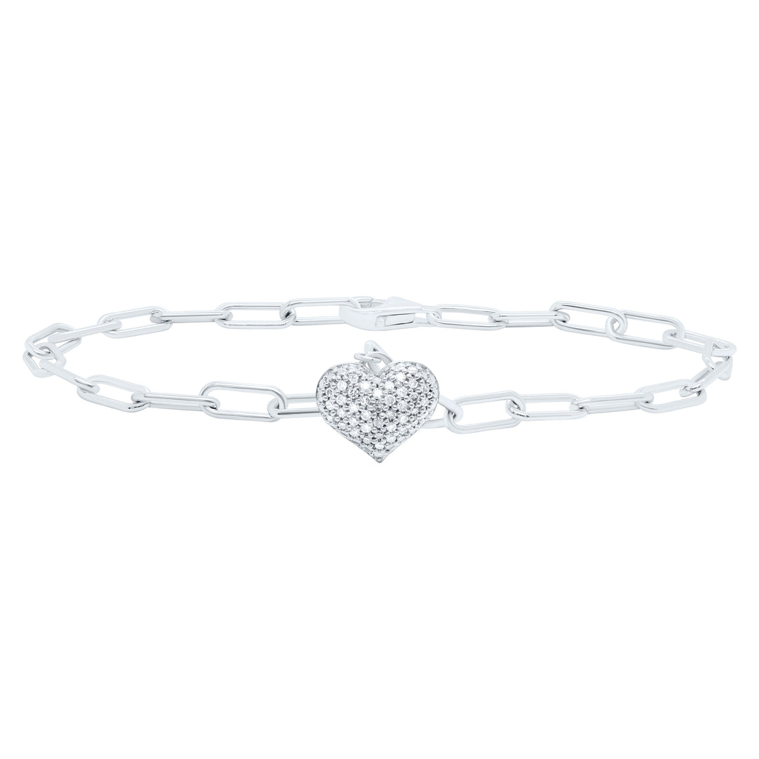 Sterling Silver Diamond Heart Bracelet 1/5 ctw