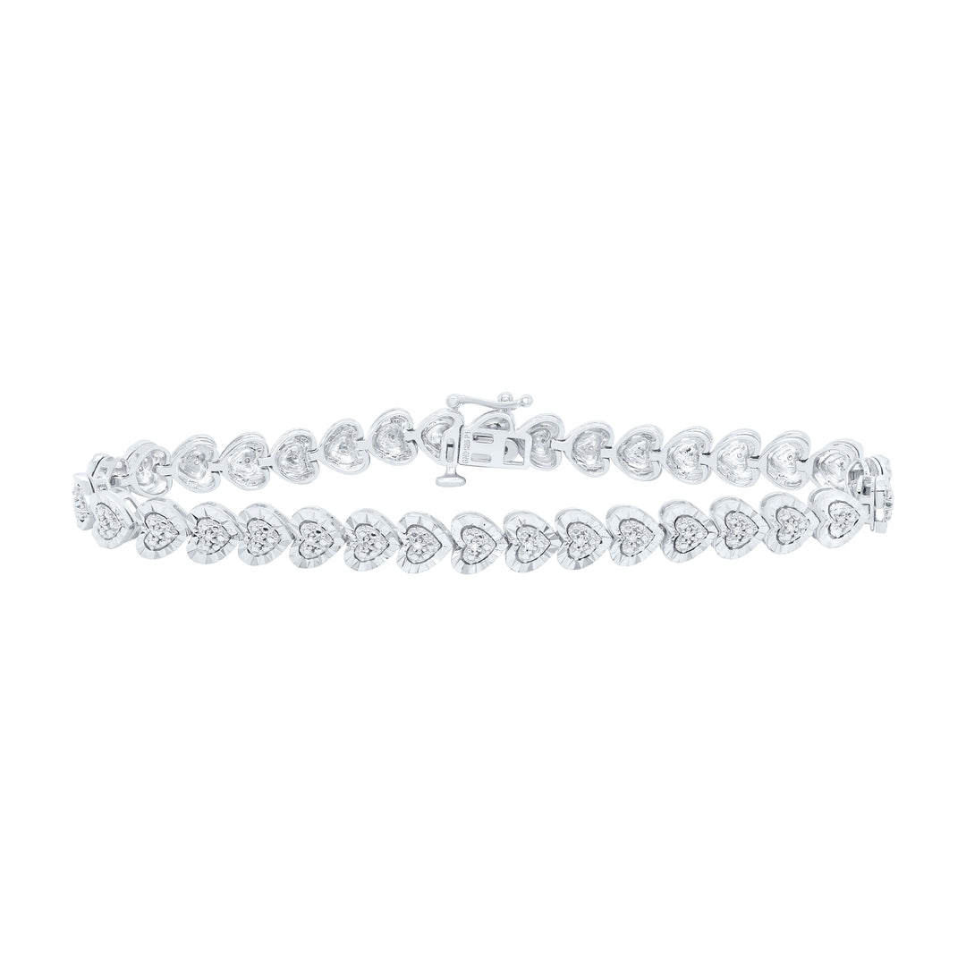 Sterling Silver Diamond Heart Bracelet 1/8 ctw