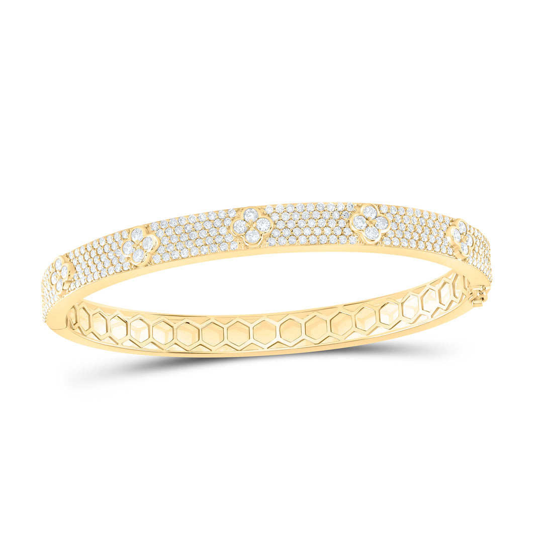 14kt Gold Diamond Clover Bangle 2-1/2 ctw