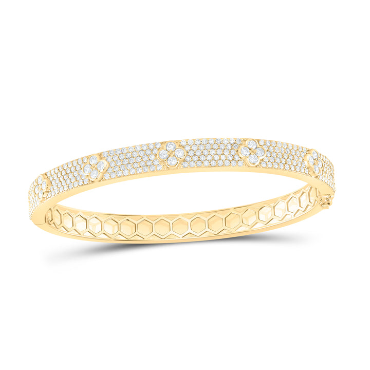 14kt Gold Diamond Clover Bangle 2-1/2 ctw