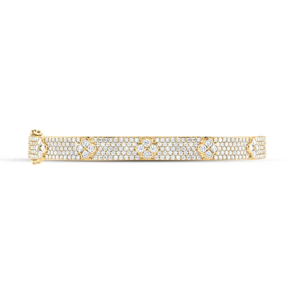 14kt Gold Diamond Clover Bangle 2-1/2 ctw - view 2