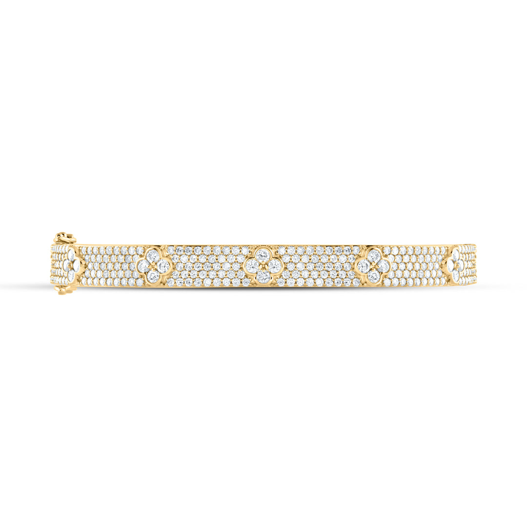 14kt Gold Diamond Clover Bangle 2-1/2 ctw - view 2