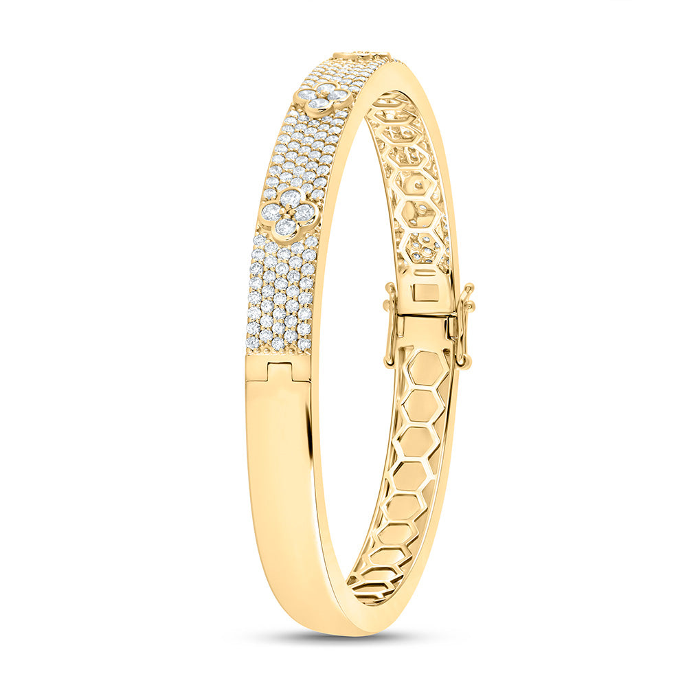 14kt Gold Diamond Clover Bangle 2-1/2 ctw - view 3
