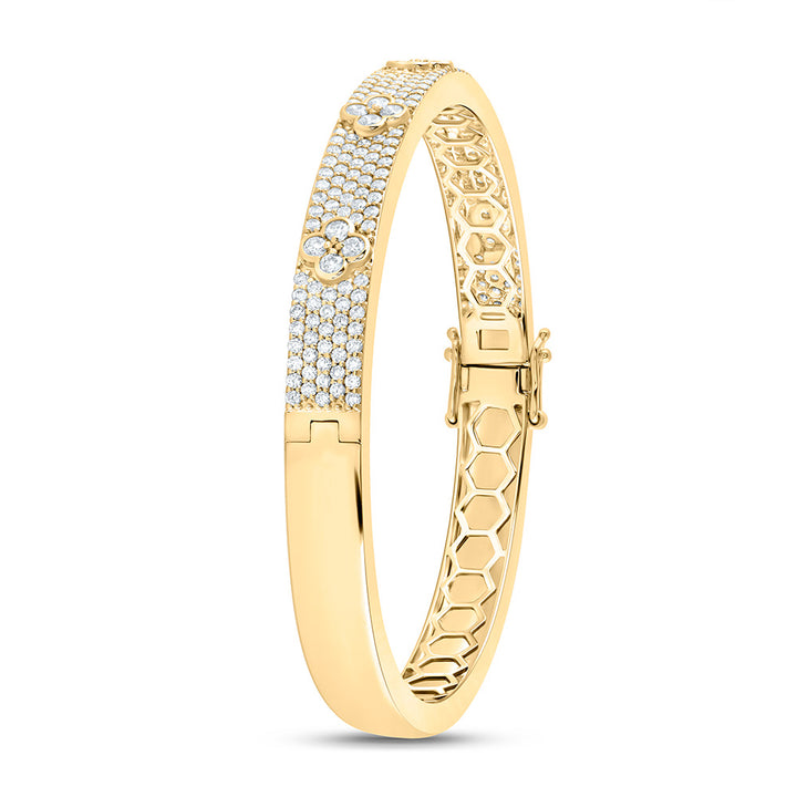 14kt Gold Diamond Clover Bangle 2-1/2 ctw - view 3