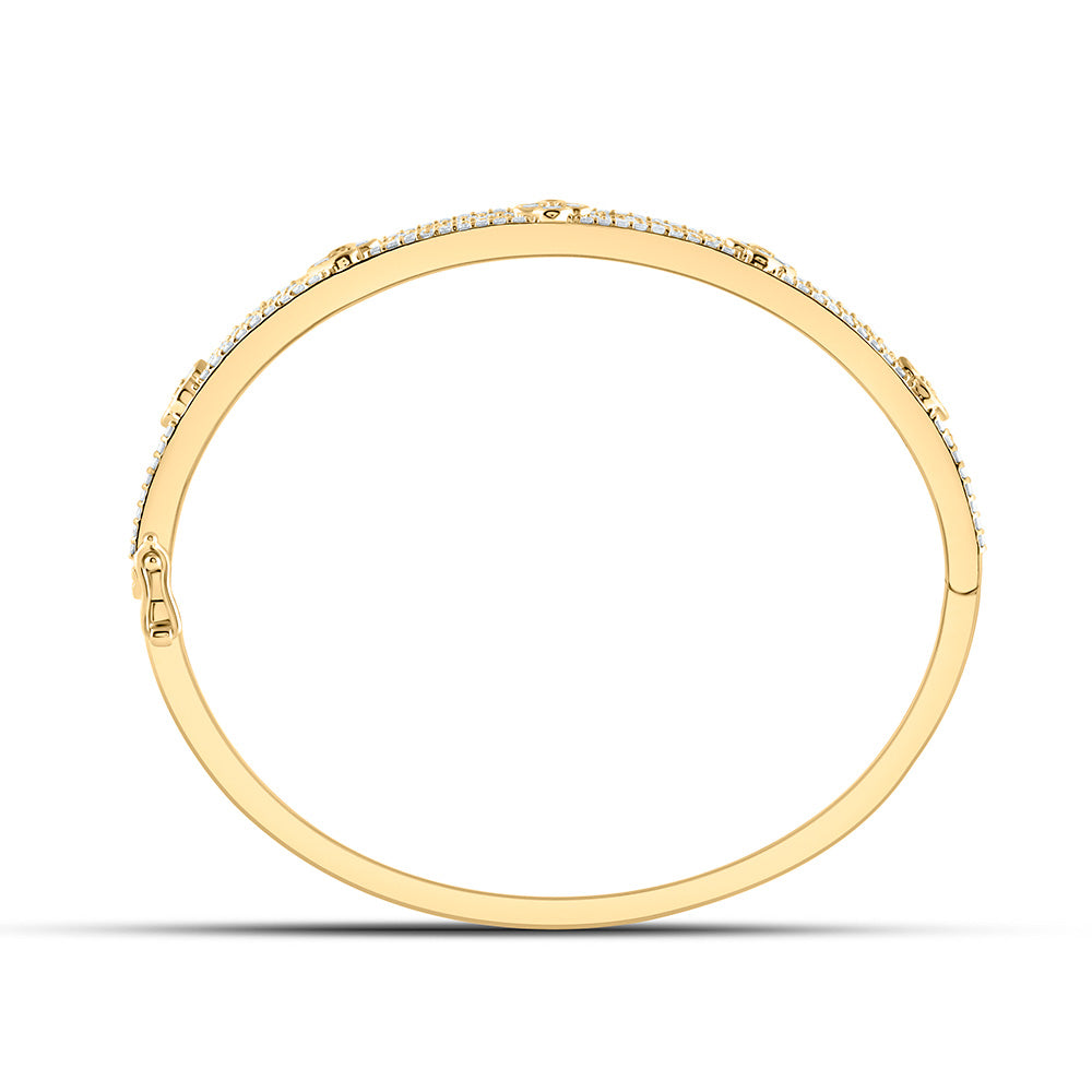 14kt Gold Diamond Clover Bangle 2-1/2 ctw - view 4