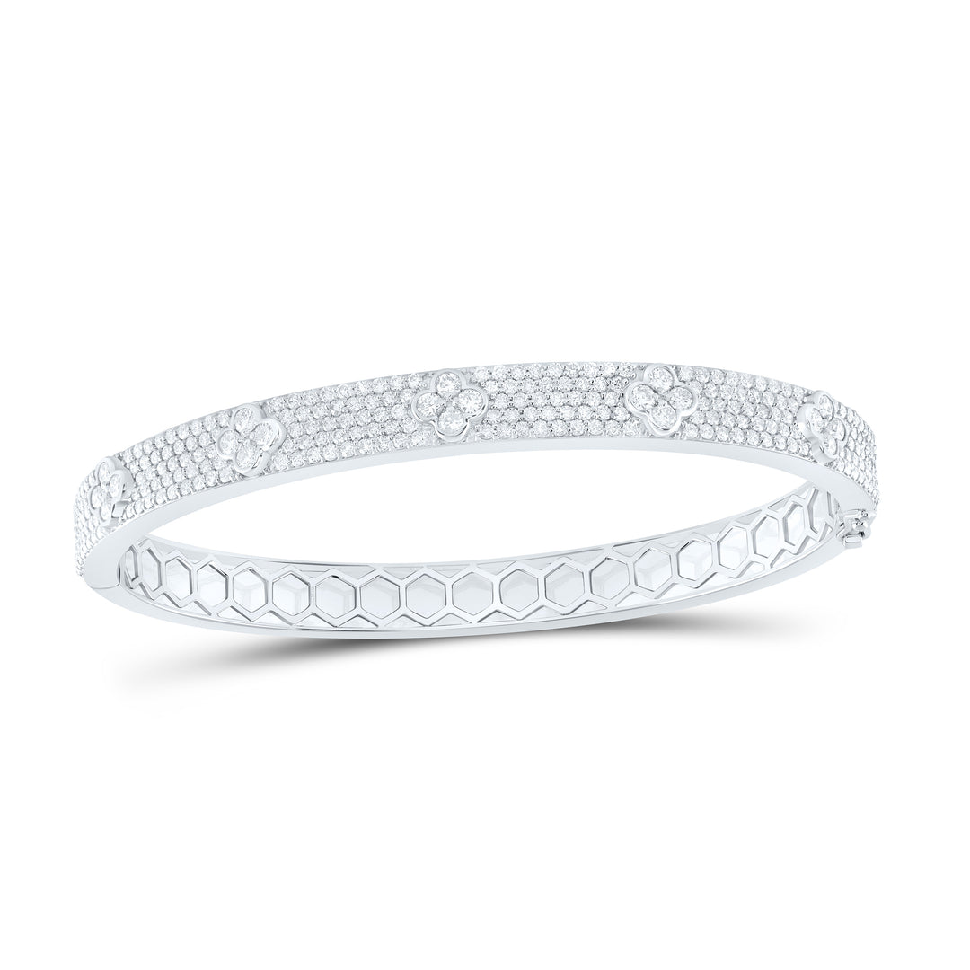 14kt Gold Diamond Clover Bangle 2-1/2 ctw