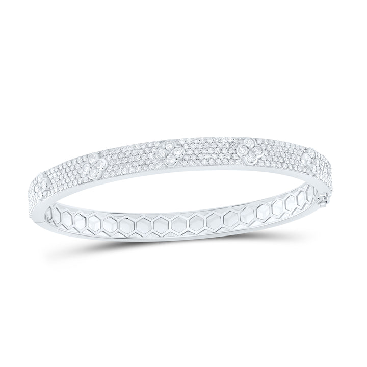 14kt Gold Diamond Clover Bangle 2-1/2 ctw