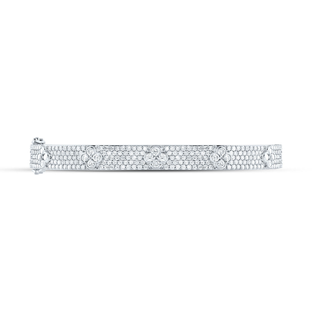 14kt Gold Diamond Clover Bangle 2-1/2 ctw - view 2