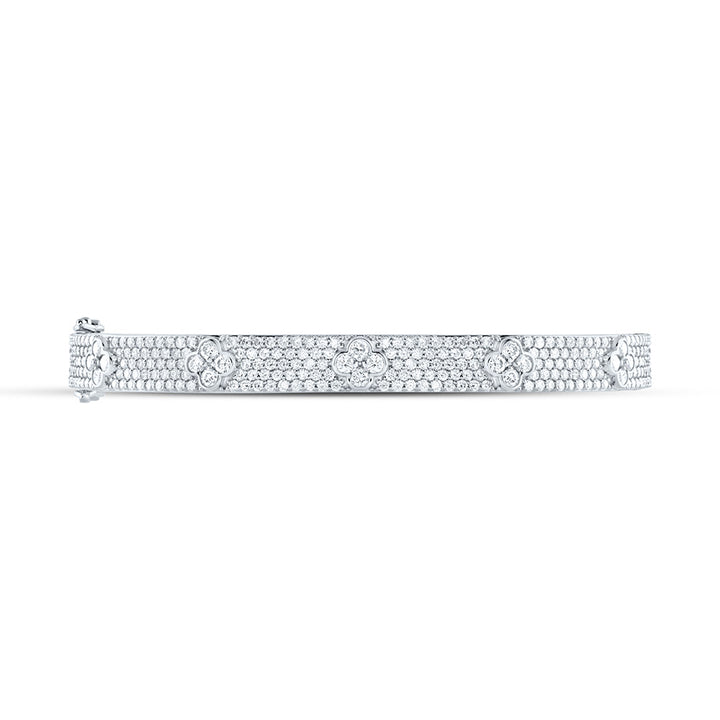 14kt Gold Diamond Clover Bangle 2-1/2 ctw - view 2