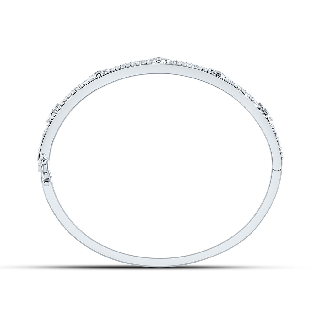 14kt Gold Diamond Clover Bangle 2-1/2 ctw - view 4