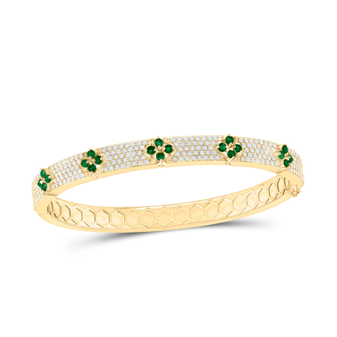 14kt Gold Diamond Clover Bangle 1-3/4 ctw