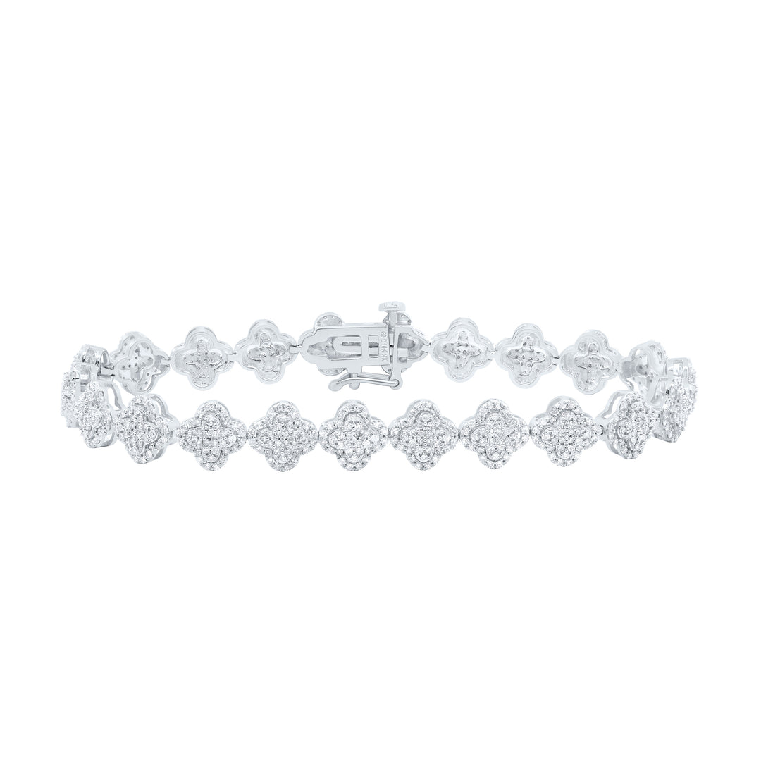 10kt Gold Diamond Clover Bracelet 2-1/5 ctw