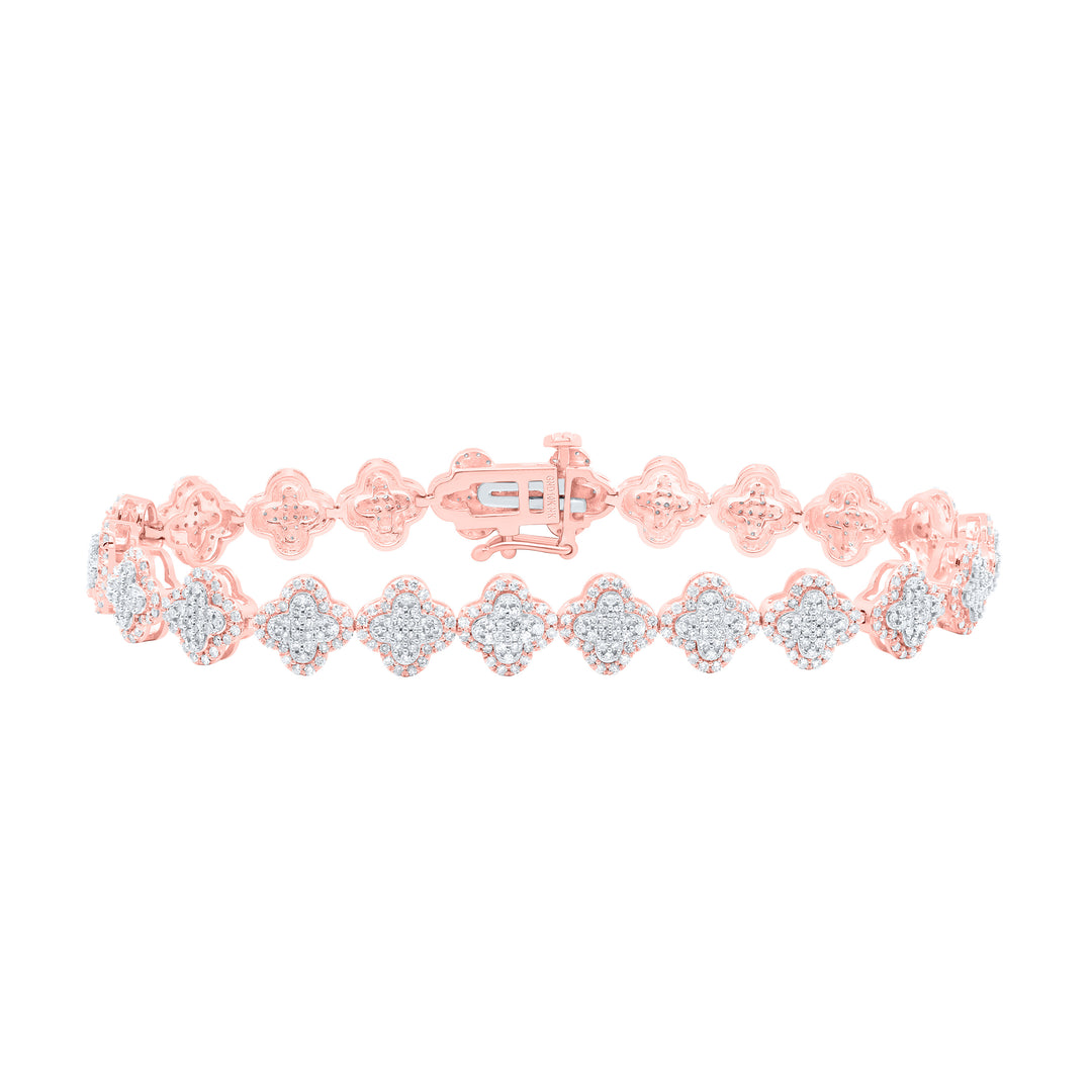 10kt Gold Diamond Clover Bracelet 2-1/5 ctw