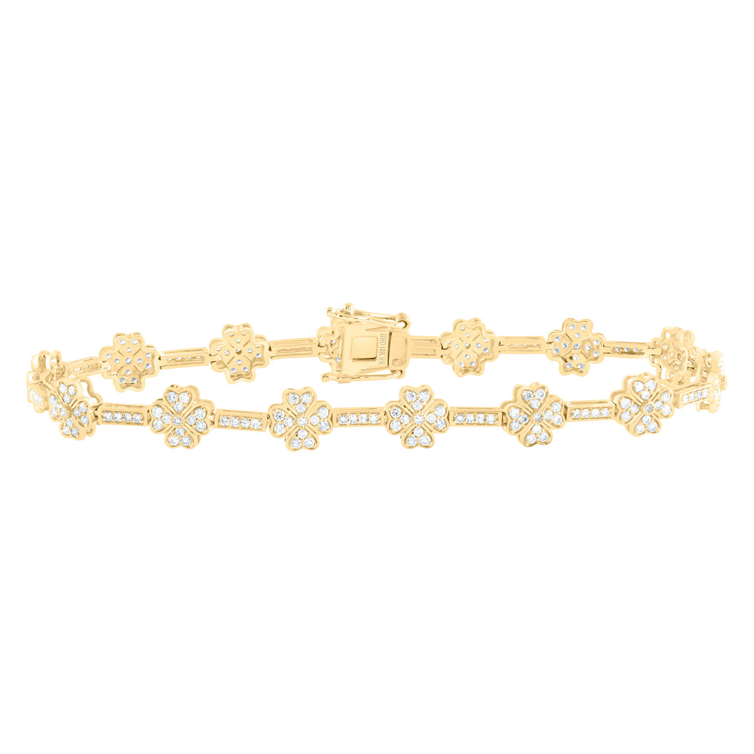 10kt Gold Diamond Clover Bracelet 1-1/2 ctw