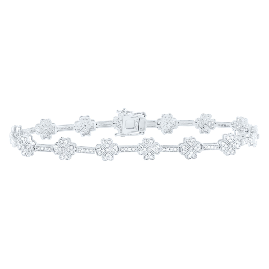 10kt Gold Diamond Clover Bracelet 1-1/2 ctw