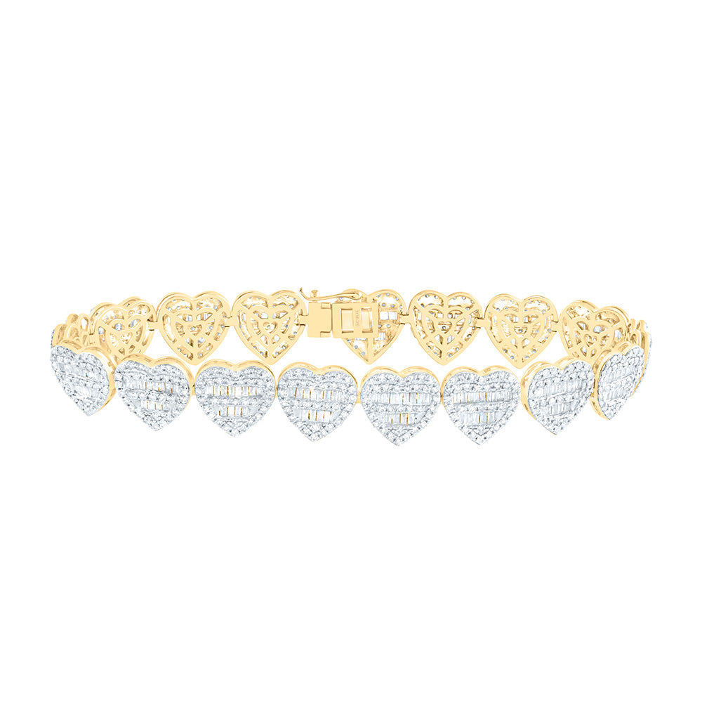 10kt Gold Diamond Heart Bracelet 4 ctw