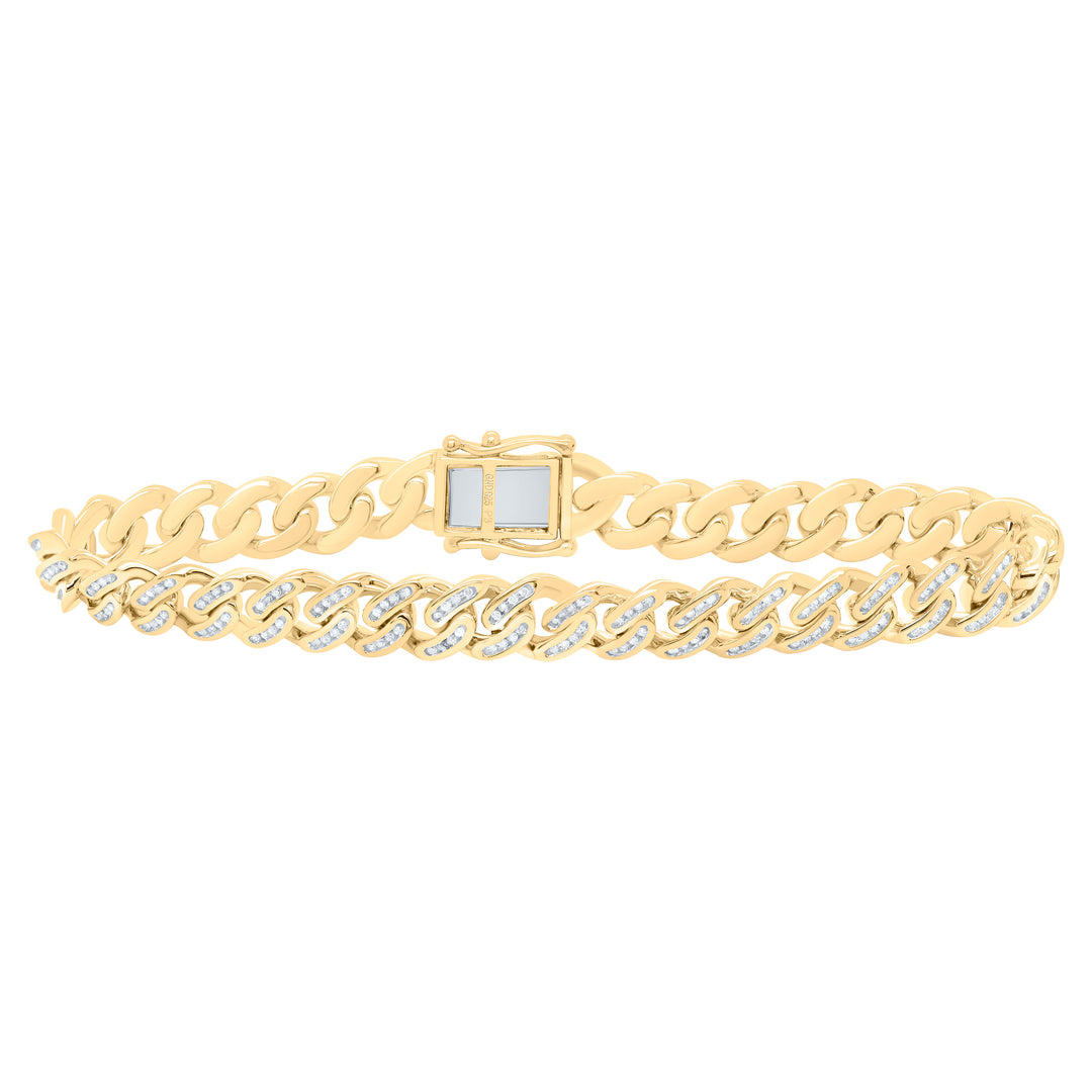 Sterling Silver Diamond Cuban Link Bracelet 1 ctw