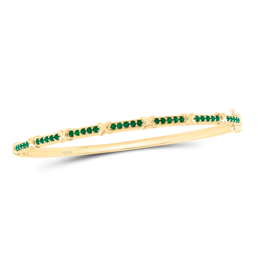 14kt Gold Emerald Bangle 3/4 ctw