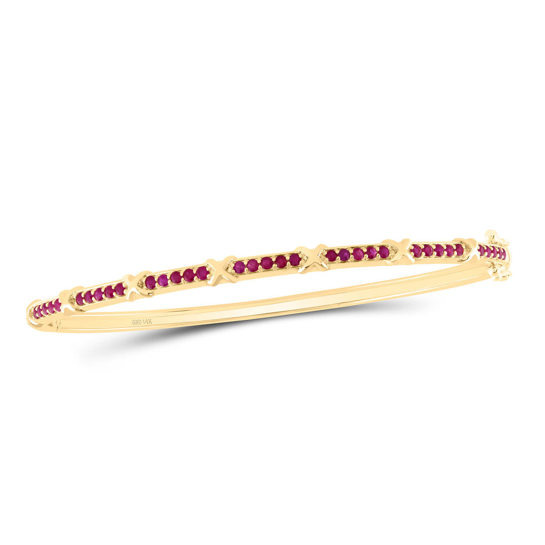 14kt Gold Ruby Bangle 3/4 ctw
