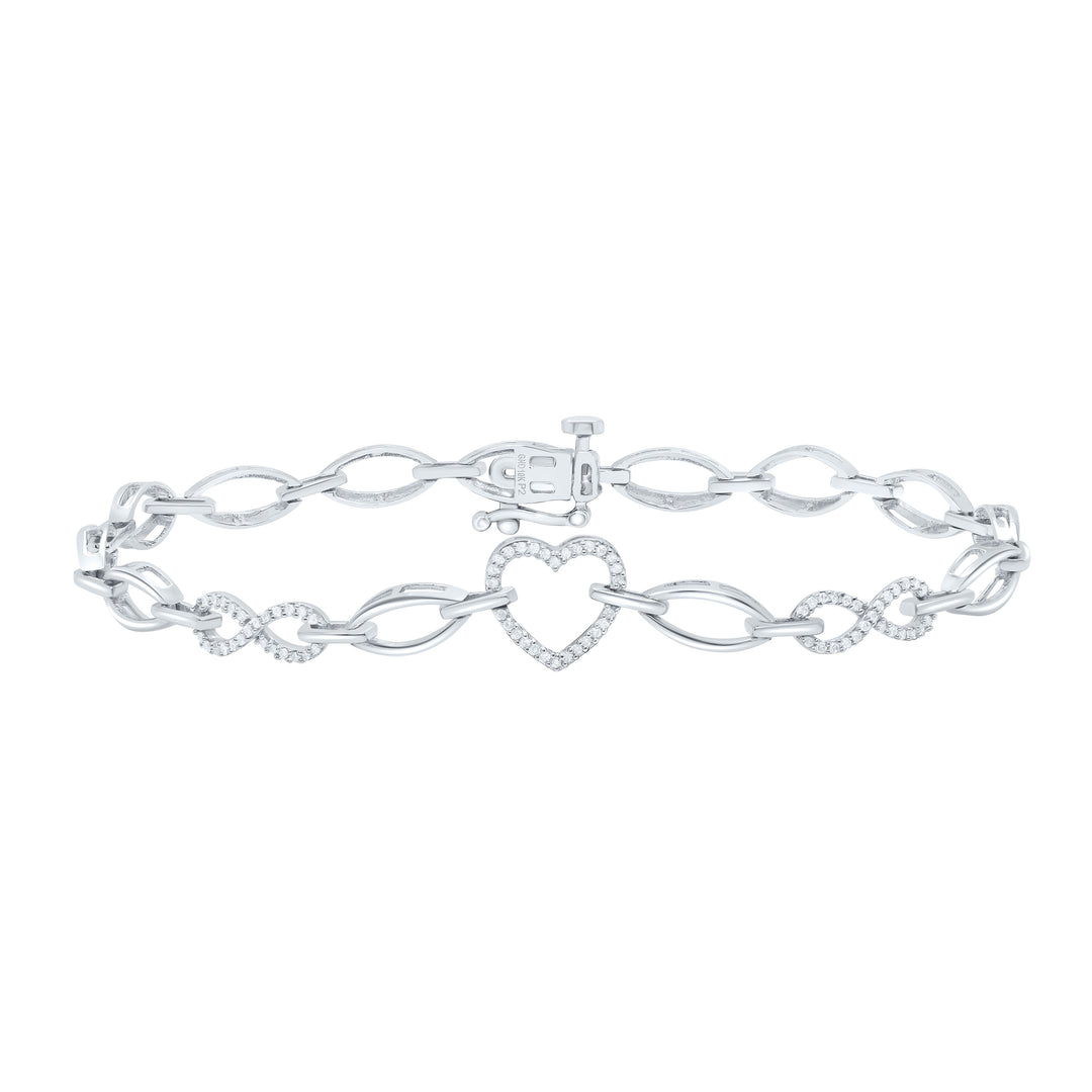 10kt Gold Women's Diamond Heart Bracelet 1/6 ctw