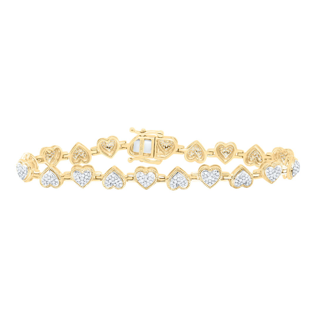 10kt Gold Diamond Heart Bracelet 1-1/5 ctw