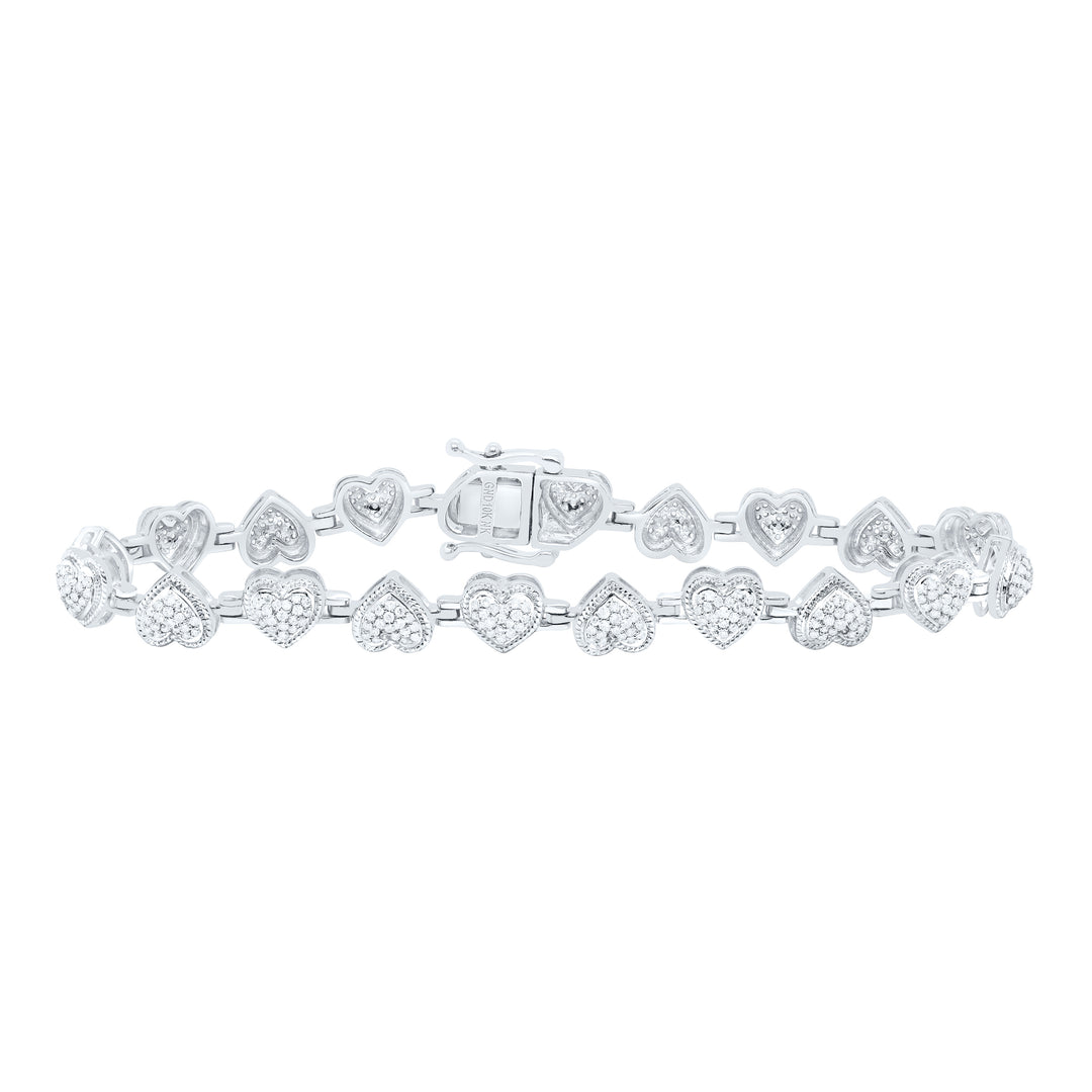 10kt Gold Diamond Heart Bracelet 1-1/5 ctw