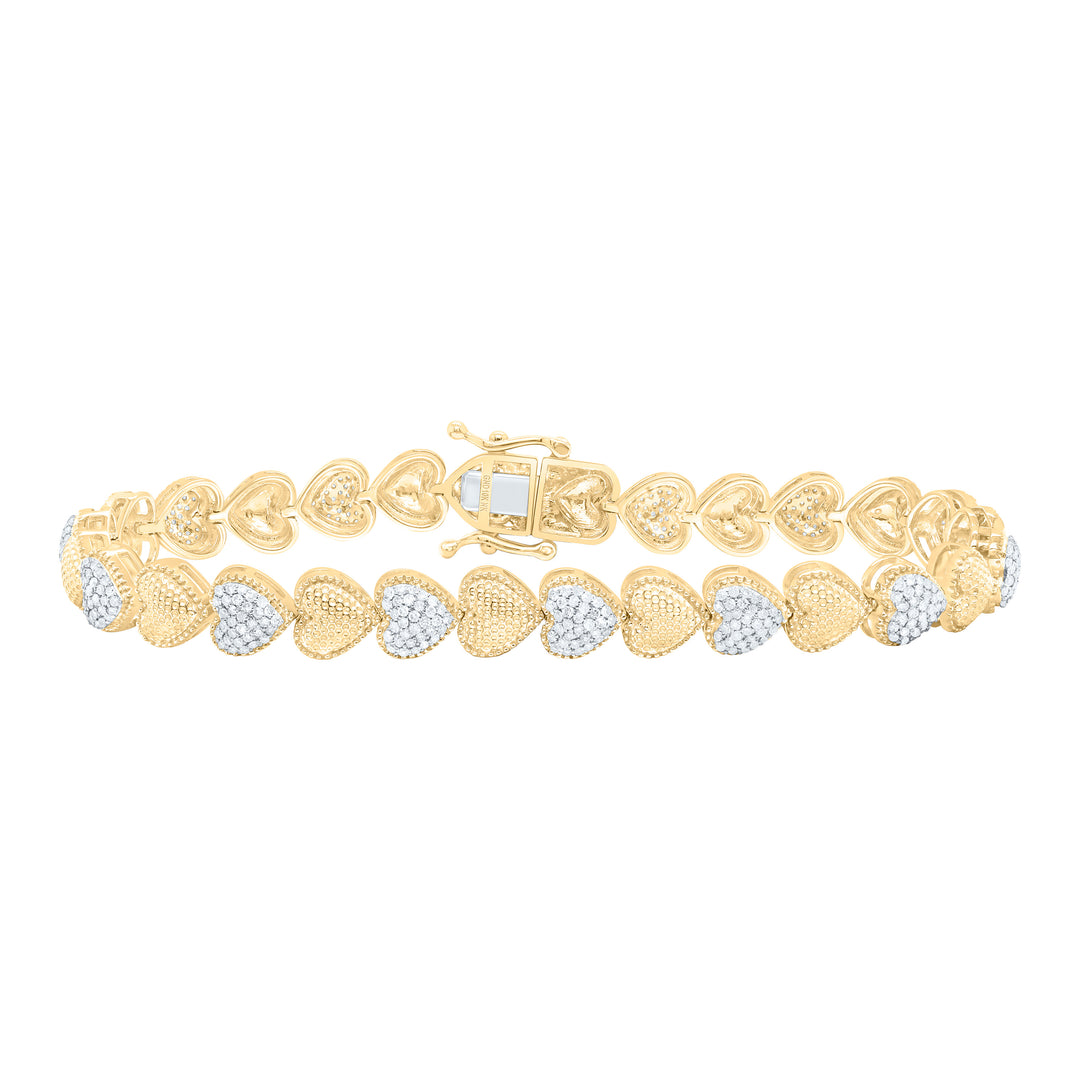10kt Gold Diamond Heart Bracelet 1-1/3 ctw