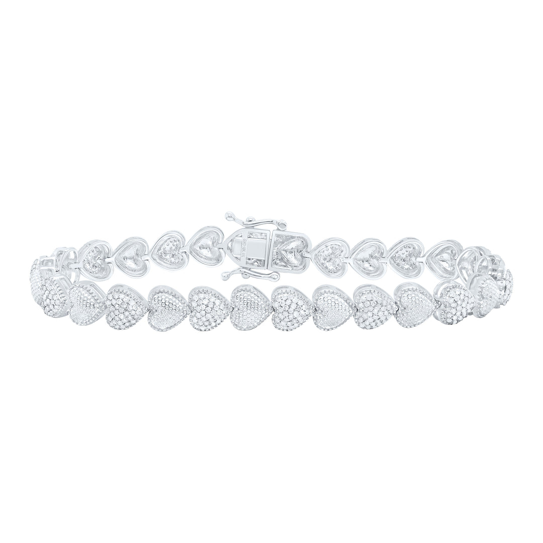 10kt Gold Diamond Heart Bracelet 1-1/3 ctw
