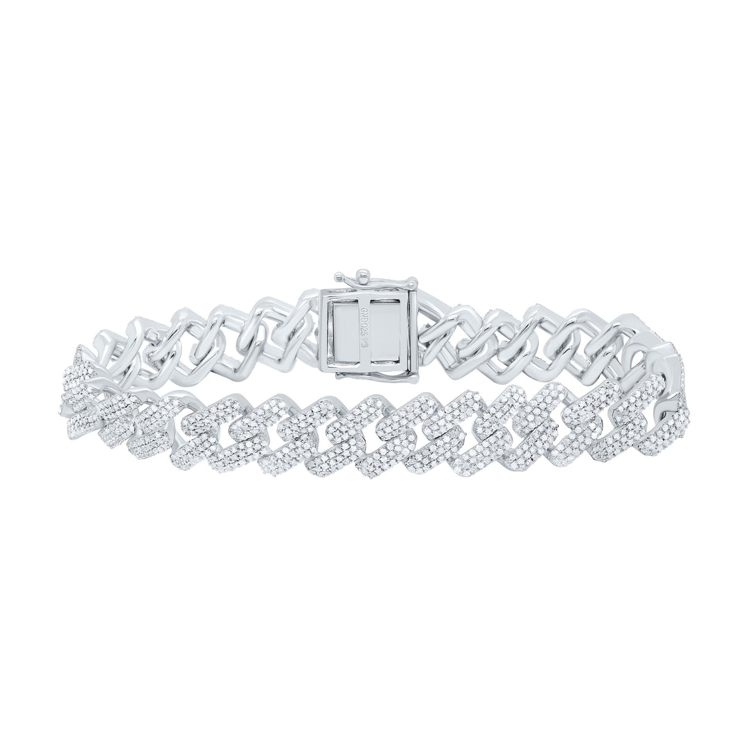 Sterling Silver Diamond Cuban Link Bracelet 4 ctw