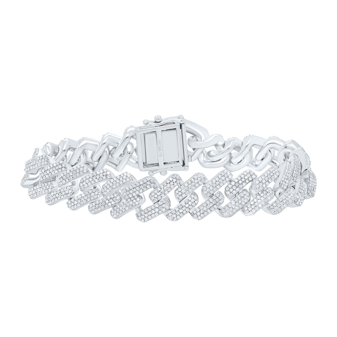Sterling Silver Diamond Cuban Link Bracelet 4 ctw
