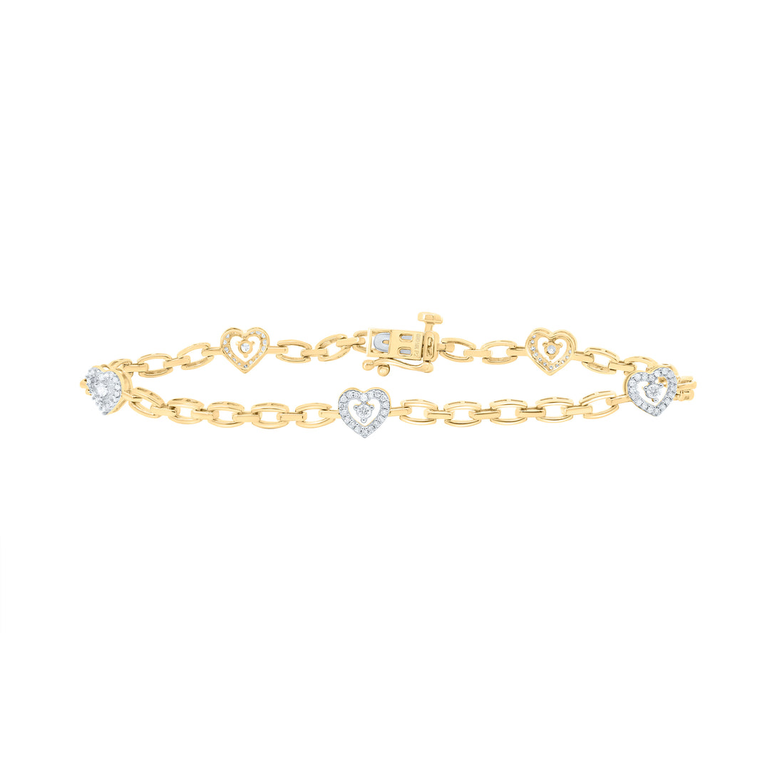 10kt Gold Diamond Heart Bracelet 1/3 ctw