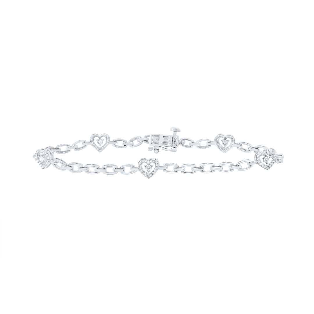 10kt Gold Diamond Heart Bracelet 1/3 ctw