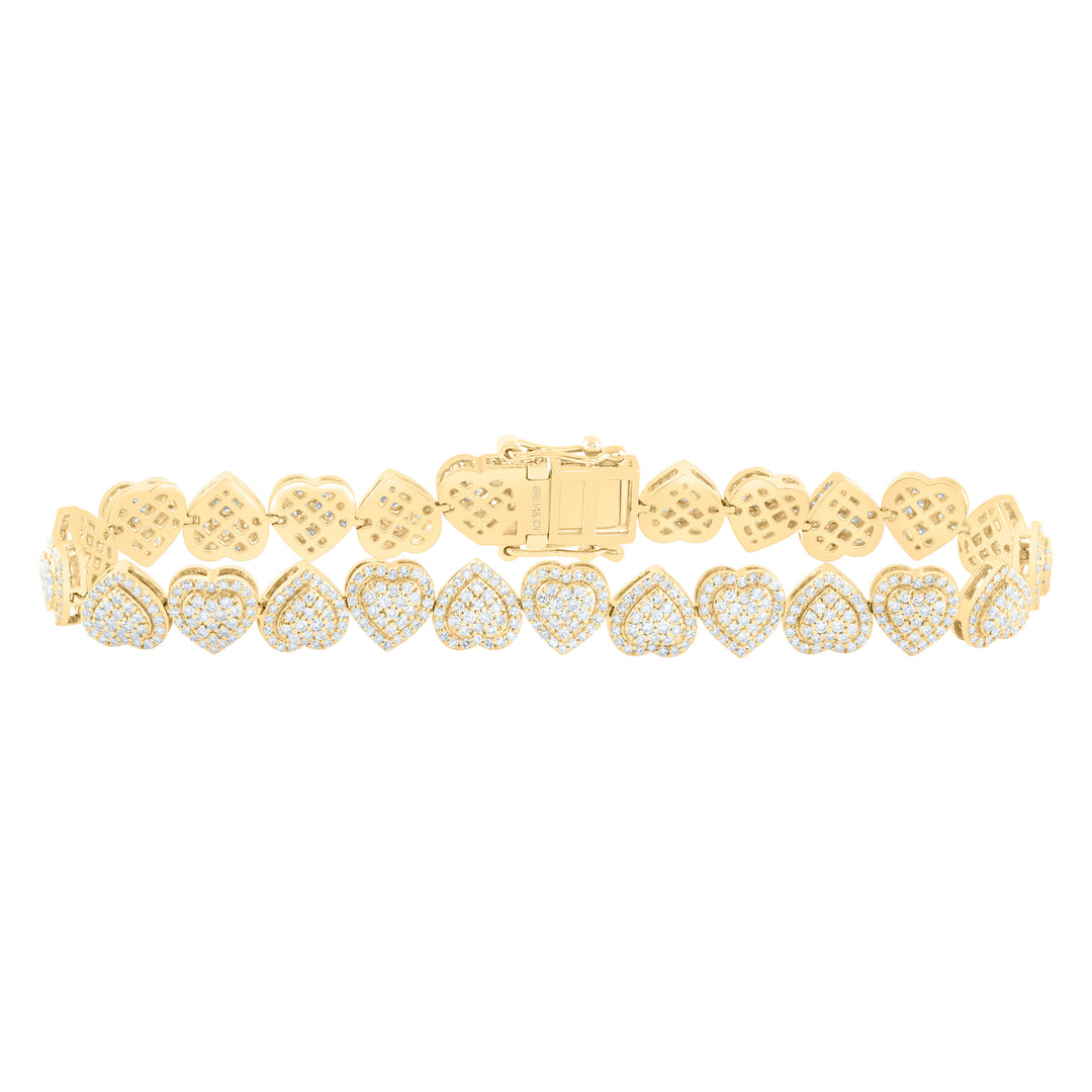 14kt Gold Diamond Heart Bracelet 2-3/4 ctw