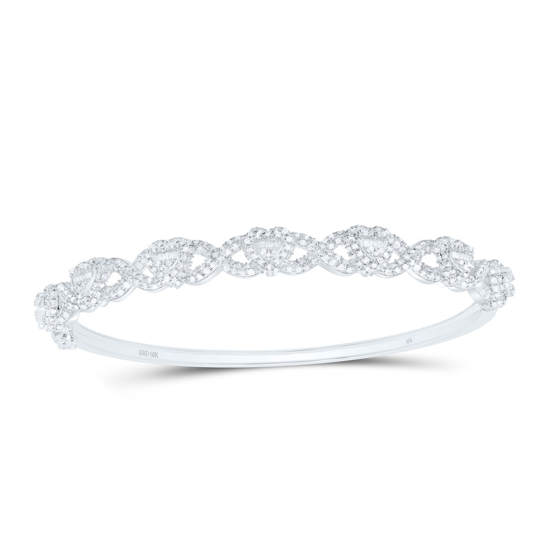 10kt Gold Diamond Heart Bangle 1-1/2 ctw